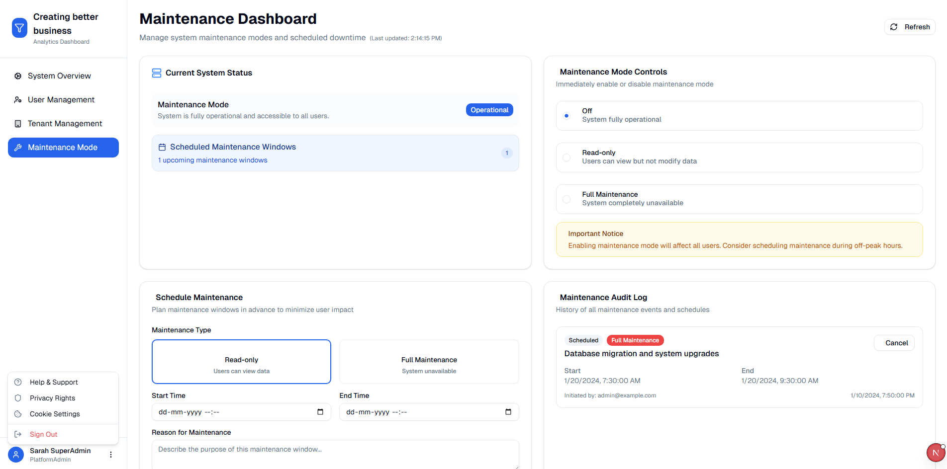 Performance Builder Dashboard